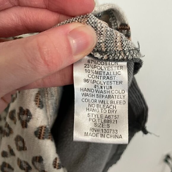 UMGEE Cream Ivory Gray Colorblock Leopard Animal Oversized Shacket Shirt Jacket - Picture 12 of 15